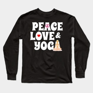 Peace, Love, Yoga Case - Burgundy Long Sleeve T-Shirt